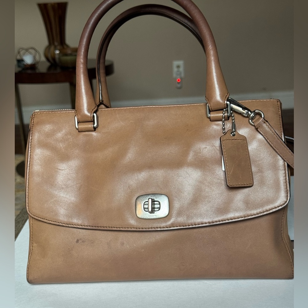 Coach Vintage Satchel Purse Bag Leather Tan Brown Pinnacle Harper  #L1271-23562